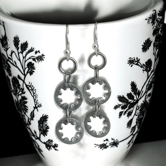 5 For $25💫Grunge Silver Industrial Hardware Dangles Earrings - Picture 1 of 4